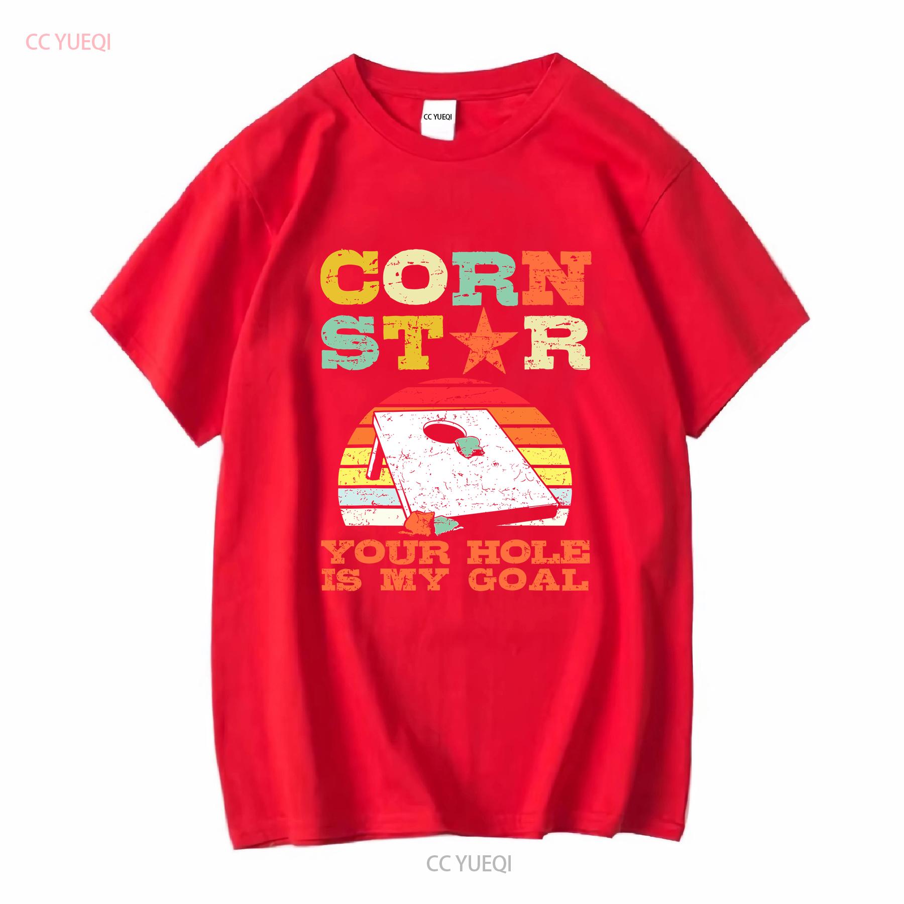 NEW Corn Star Your Hole Is My Goal Vintage Cornhole Funny Player T Shirt vintage Washed graphic Stylish Slightly Versatile S