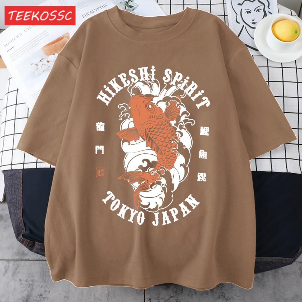 Hikeshi Spirit Tokyo Japan Print Tee Shirts For Man Cotton ONeck T Shirt Sport AllMatch Top Summer Male New Loose Short Sleeve
