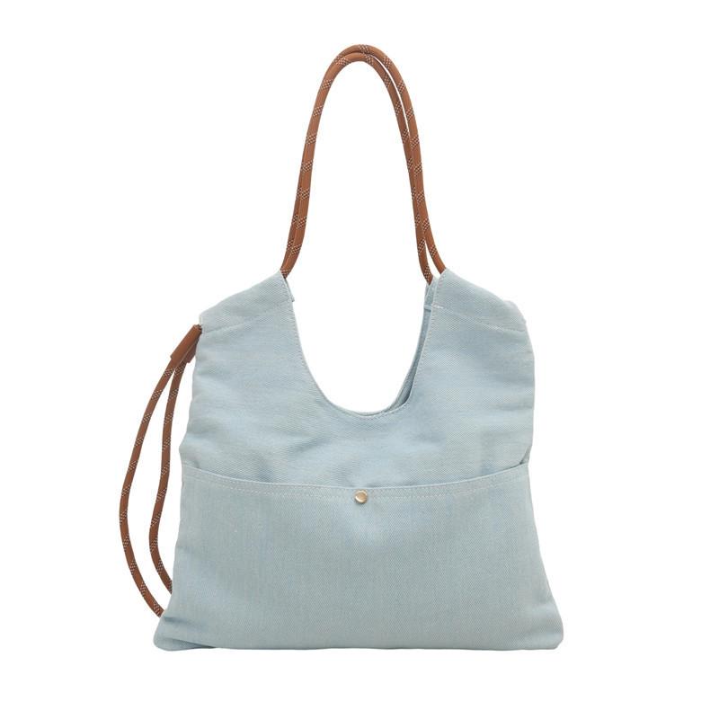 New 2025 Hong Kong Style Literary Denim Bag Women's Korean Version Literary Shoulder Bag Lazy Wind Large Capacity Messenger Bag