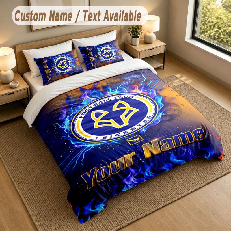 Bedding Set 1 Duvet Cover 2 Pillowcases Leicester City Print Soft Bed Linen Bedroom Decor