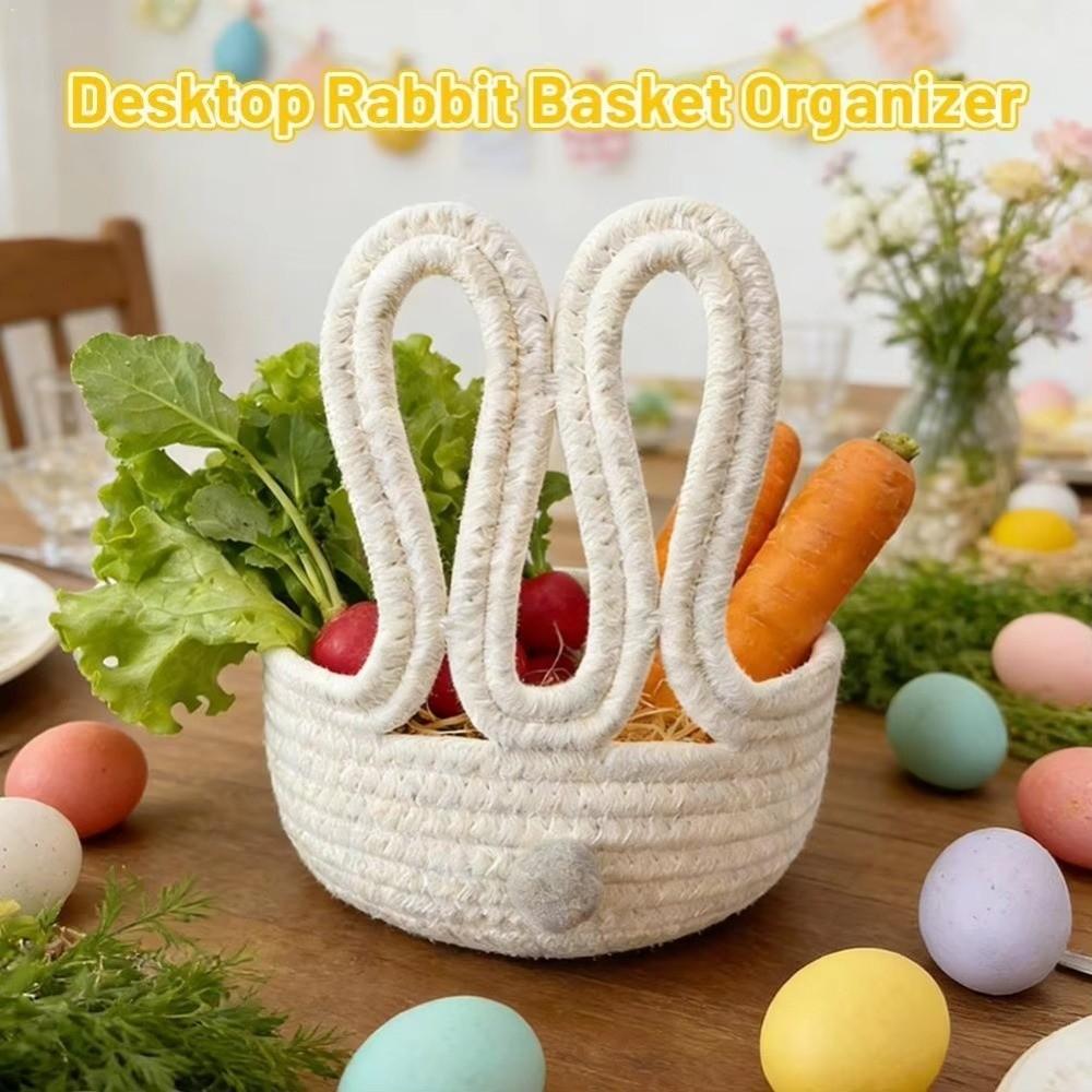 Cotton Rope Rabbit Storage Basket Cartoon Toys Storage Basket Easter Bunny Basket  Home Table Decor