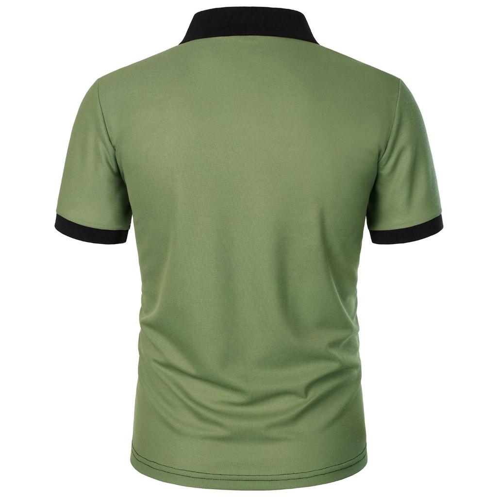 High End Men's Top Spring Summer Short Sleeved Casual Sports Comfortable Loose Breathable Stripe Contrasting Color T-shirt Polo Shirt Yasheng