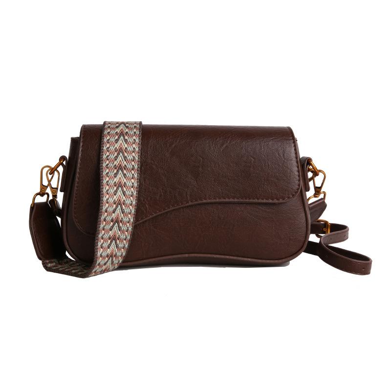 

Женская сумка новая текстура широкий плечевой ремень модный тренд сумка через плечо простой маленький квадратный мессенджер для женщин темно-коричневого