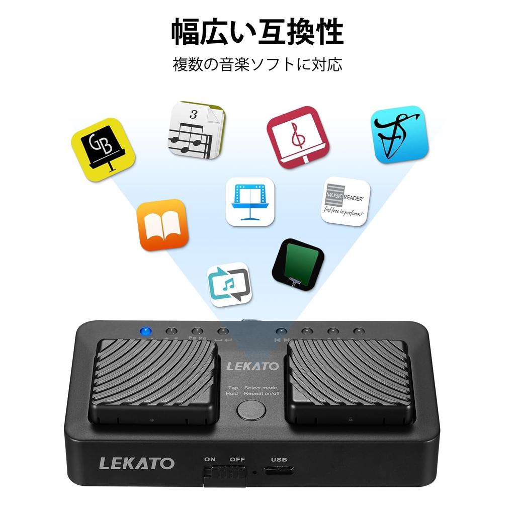 LEKATO Bluetooth Page Turner Pro Wireless Foot Pedal for PC, Music Sheet Turning, Tablet Page Turner, Compatible with iPad and Windows 11 (Black)