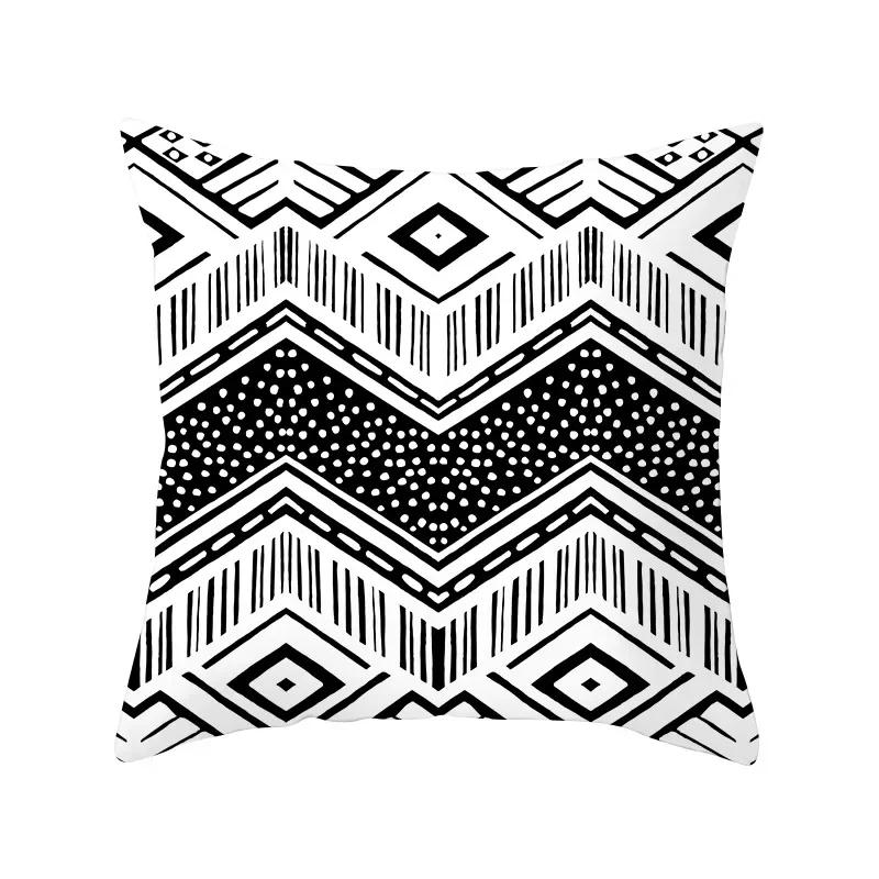 Black and white geometric polyester soft cushion throw pillow, living room car decoration, sofa bed decoration, pillowcase 40525