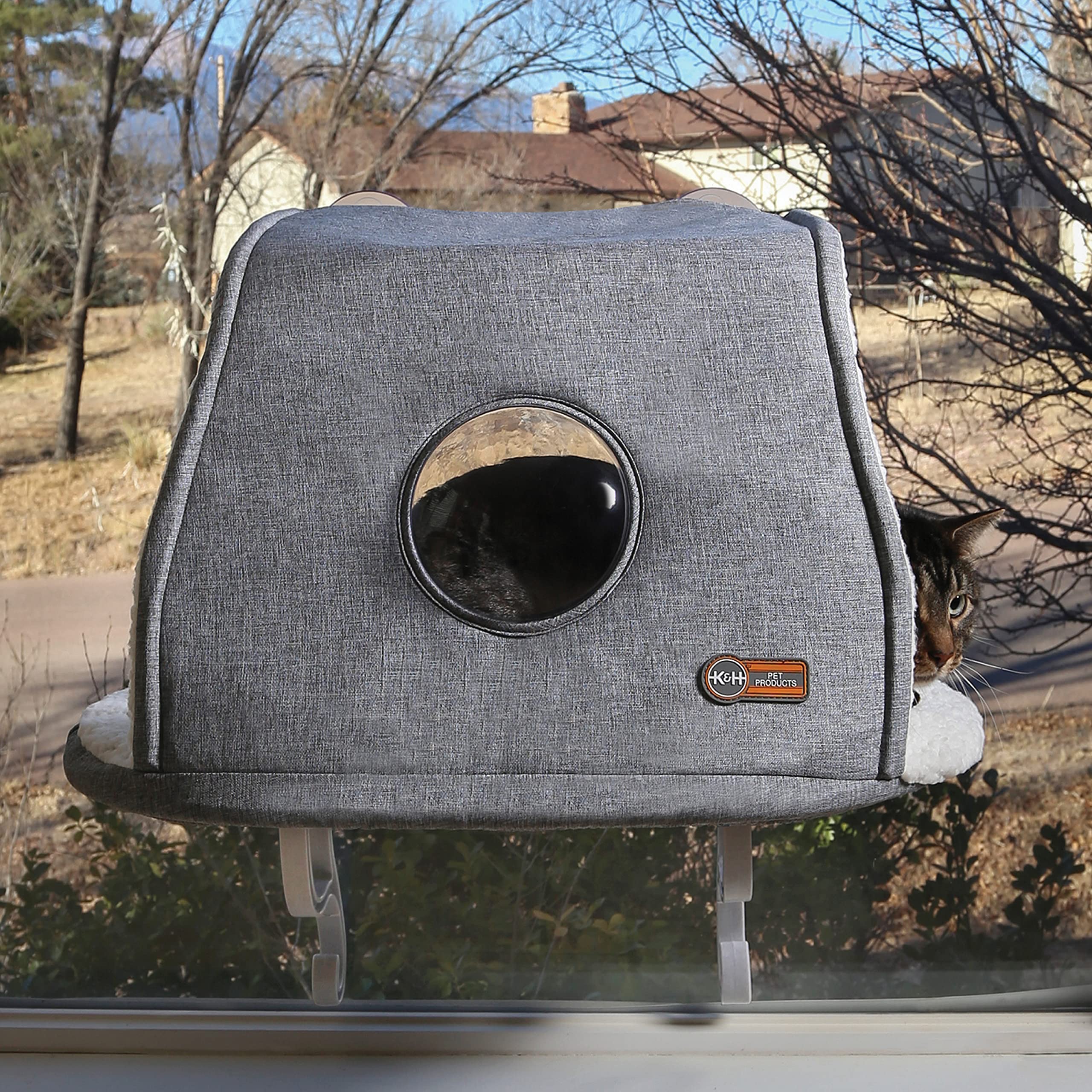 

Cat Toy Universal Mount Kitty Sill with Hood Grey K&H
