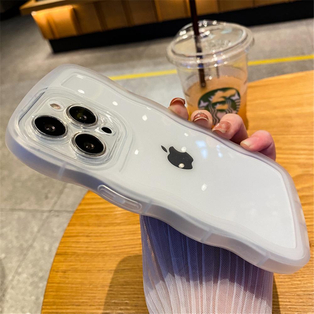 Luxus süße transparente lockige Welle Hülle für Iphone 11 12 13 Pro Max 13pro X Xr Xs 7 8 Plus stoßfeste klare weiche Silikonhülle