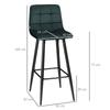 Bar Stool Set of 2, Modern Design, Soft Seat, Steel Frame, 42 X 55 X 103 Cm, Green