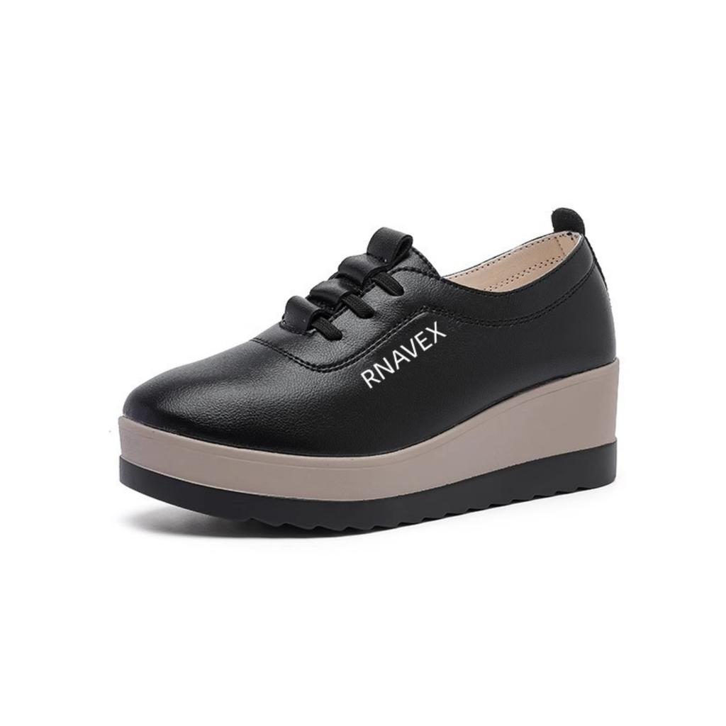 Thick Soled Sponge Cake Small Leather Shoes for Women, Low Top Shoes, Single Shoes, Fashionable Casual Shoes