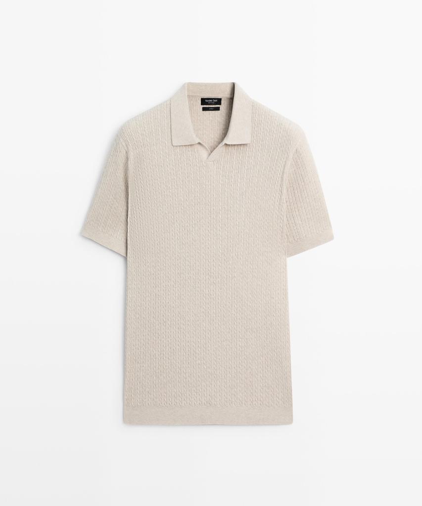 Masimodutti 100% Cotton Cable Knit Polo Sweater