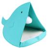 CAWKAY Cat House Shark House Foldable Pet House Cat Sleeping Bag Dome Shaped with Cat Toy and Cushion Indoor Stylish Washable (Blue, Standard)