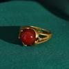 Vintage Rings Red Natural Stones for Woman Round Shape Luxury Antique Copper Hand Finger Jewelry Girls Fashion Items 2024 New In