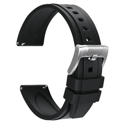 [WOCCI] Fluorokautschuk Uhrenarmband 20mm Silikon Uhrenarmband Luxus Uhr Gummiarmband Schnellverschluss Schwarz/Silberne Schließe