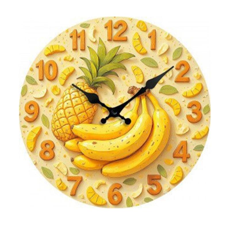 Modern Fruit Quiet Wall Clock with Noiseless Movement for Quiet Space Easy Installation Large Digits Fashion Look