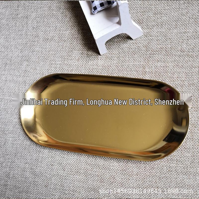 Gold Stainless Steel Oval Scented Candle Tray - Fireproof Nordic Jewelry and Aroma Plate