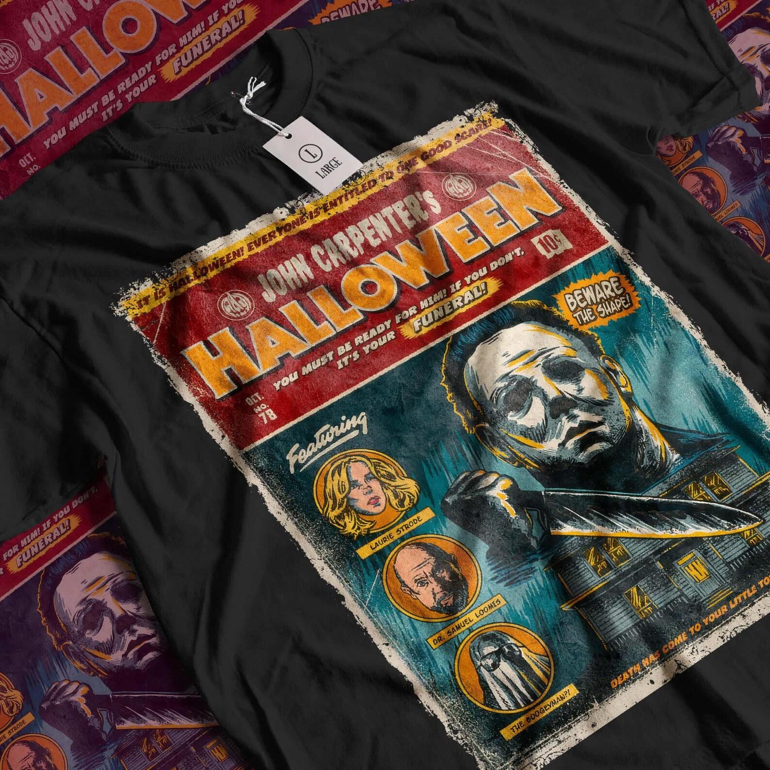 Halloween Movie Graphic T-Shirt: Vintage Style Horror Tee 4XL