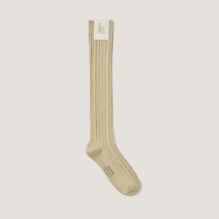 Organic cotton knee socks in beige