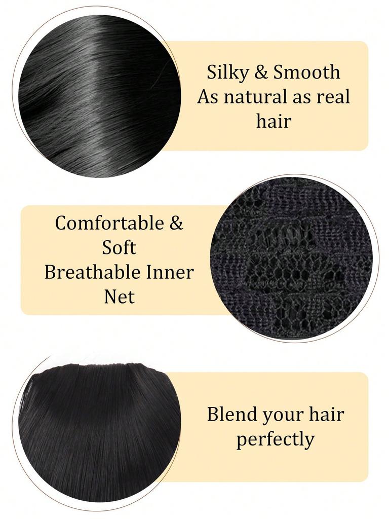 Synthetische Pony-Haarnadel, 10 Zoll, schmaler Pony mit Koteletten für den täglichen Pony der Frau