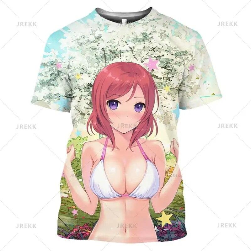 T-Shirt Homme Hattree Anime Waifu – Manga Gris, Taille XL, Coton