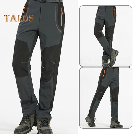 Pánské horolezecké kalhoty elastický pas knoflík zip poklop Sportovní kalhoty s kapsami Patchwork Barva Silná plyšová podšívka Outdoorové aktivity Turistické kalhoty