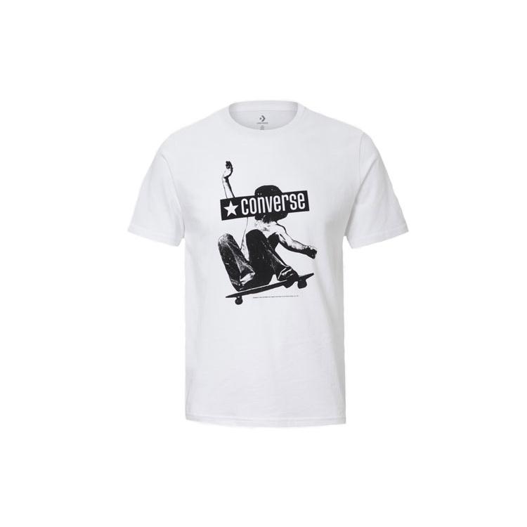 Men s Converse All Star Skateboard Printing Short Sleeve Printing White 10019085-102 XXL