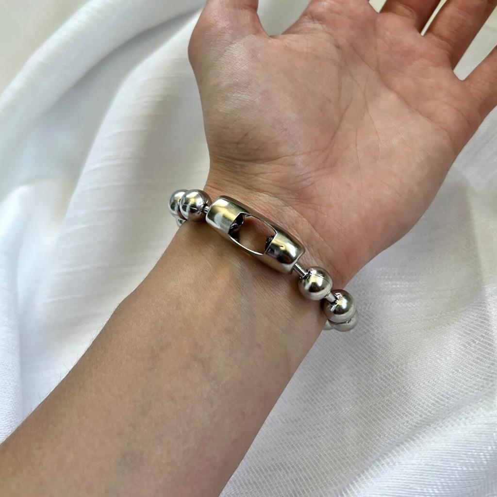 New Punk Personality Minimalist Unique Design Silver Color 5/8/10mm Ball Beading Bracelet for Woman Fashion Jewelry Holiday Gift