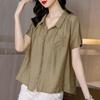 Cotton and Linen Shirt Women's Top Summer Fashion Temperament Short Sleeved Women's Cotton Shirt