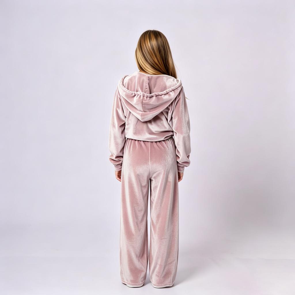Velours-Trainingsanzug-Set für Mädchen, weiches zweiteiliges Outfit für Herbst und Winter