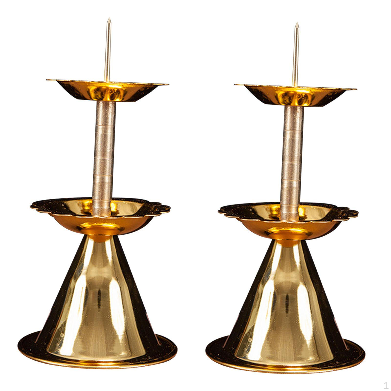 2x Buddhist Tealight Candle Holders,Metal Candlestick Ghee Lamp Butter Holder for Hotel,Prayer