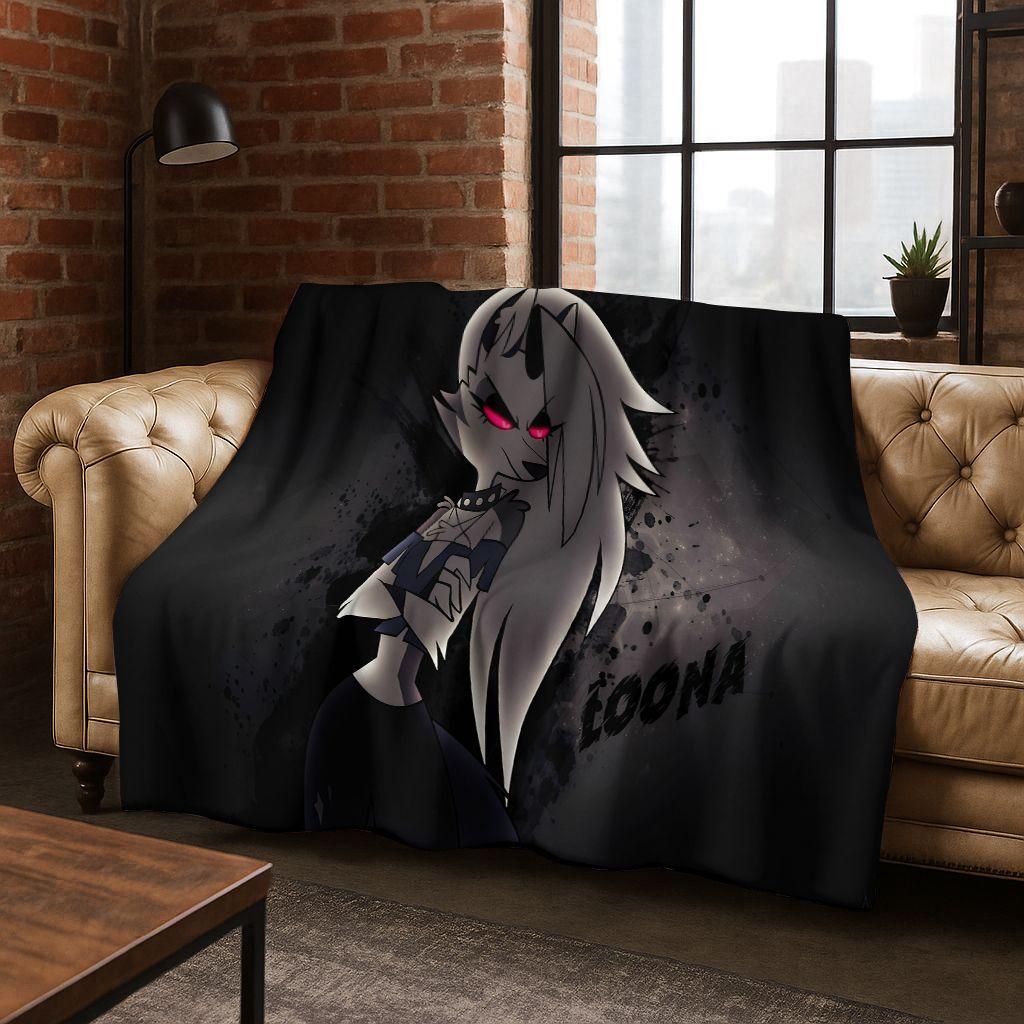 3D H-Helluva Boss Blitzo H-Hazbin Hotel Cartoon Flannel Blanket,Cozy Soft Throw Blanket for Home Bedroom Bed Sofa Cover Gift Kid