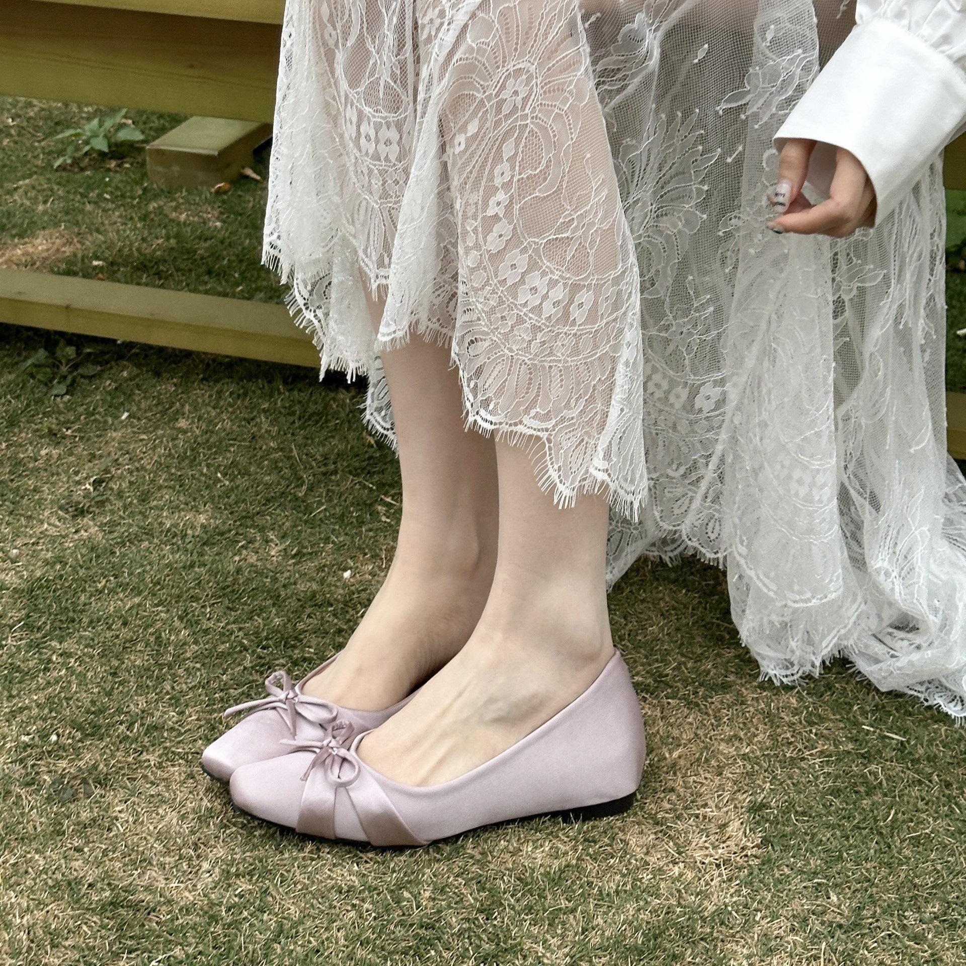 

French Single Shoes Thick Heel Women S Shoes Small Fragrant Style Gentle Fairy Style Bow Evening Shoes Women S Shoes 35