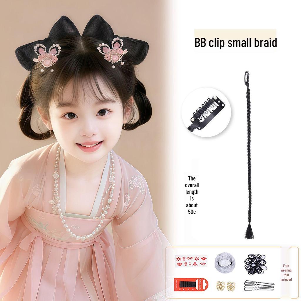 Children's Hanfu Hair Bun Pad – Bow Styling Accessory for Girls