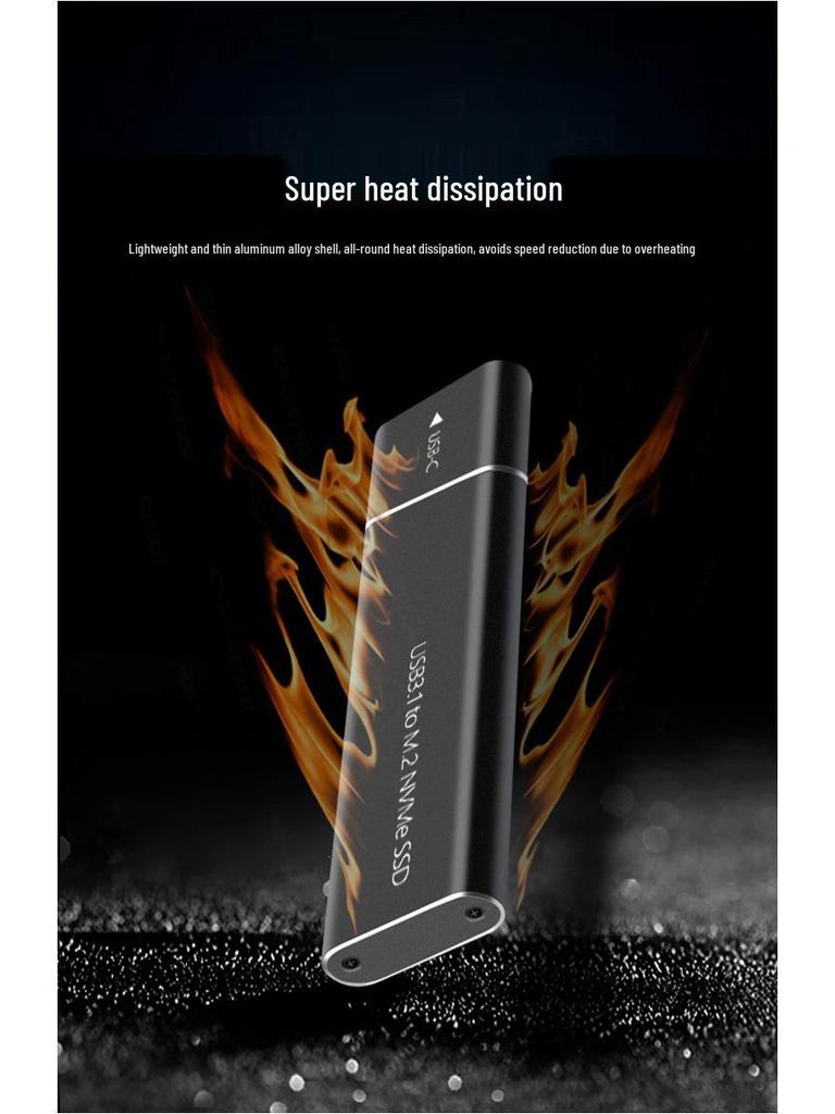 M.2 SSD Enclosure: Supports NGFF/NVMe to USB 3.1 Type-C, Solid State Metal Design