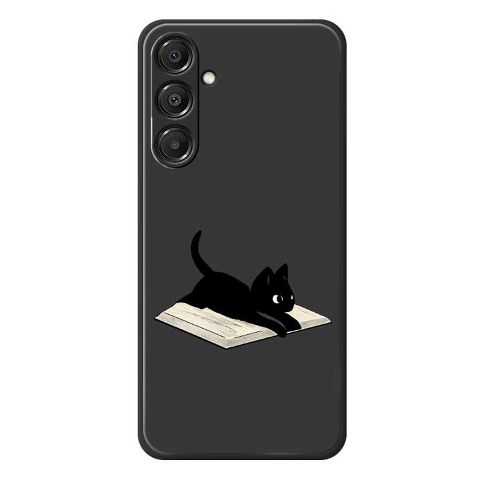 

For Samsung Galaxy A16 5G/4G Case Book and Cat Pattern Printing Straight Edge TPU Phone Back Cover Black
