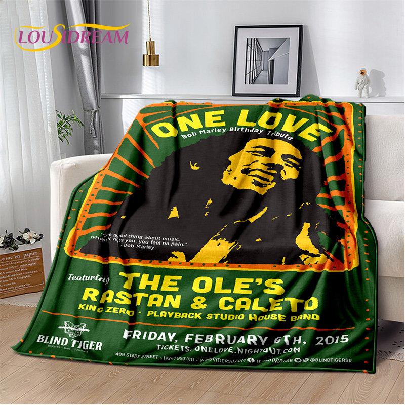 Bob Marley Reggae Music Jamaican Maple Leaf Plush Blanket,Flannel Blanket Throw Blanket for Living Room Bedroom Bed Sofa Picnic