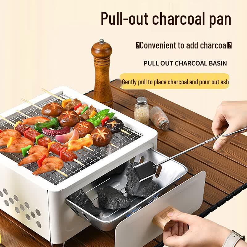 Square Dual-Use Charcoal & Electric BBQ Grill