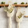 Cotton Rope Woven Hanging Basket Bohemian Plant Net Pouch Wall Tapestry Garden Decor Flower Basket Horticulture Decoration