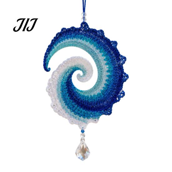 Beach House Hanging Decoration Ocean Wave Crochet Wind Spinner DIY Kit, Coastal Complete Yarn Supplies Craft Handmade Ornament for Home Decor Project