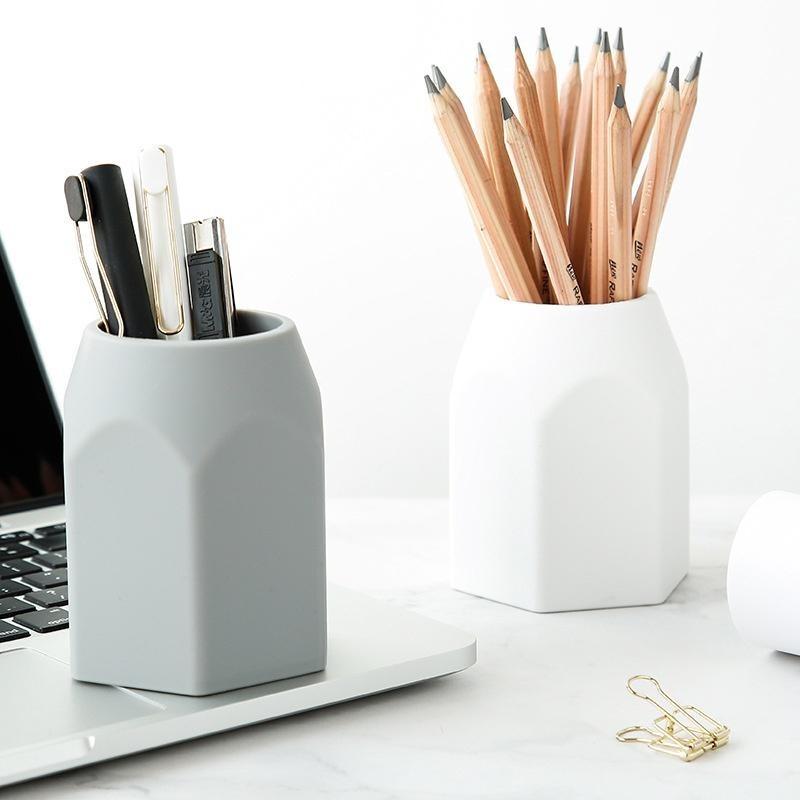 Suport stilou din silicon Carcasă de depozitare pentru școală de birou Cutie de stilouri din plastic Organizator de creion de birou Organizator de birou alb gri