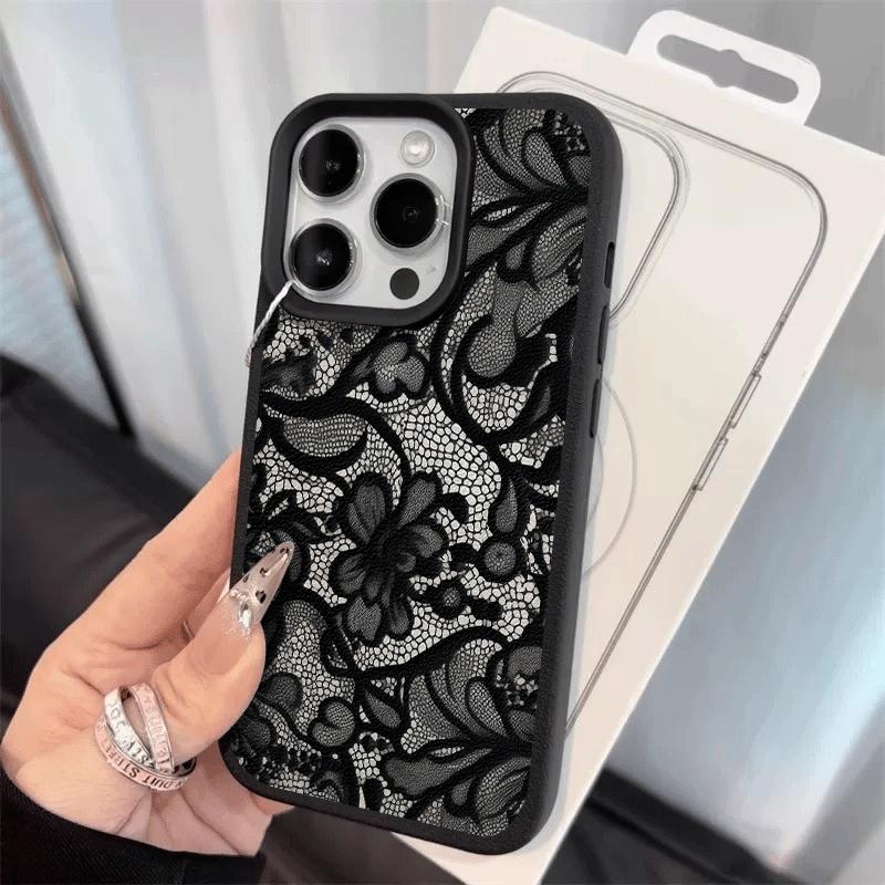 Brand New Lace Pattern Lychee-Textured Phone Case For iPhone 17 16 15 14 13 12 11 Pro Max XS XR Plus 17 Air 16 17 Pro Soft Cover