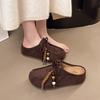 Kangaroo Bread~ Inner Height Increase Platform Casual Boken Slippers Women's 2025 Autumn New Kangaroo Shoes One Pedal