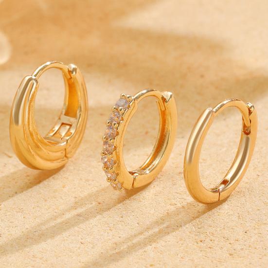 3 Paires de Boucles d'Oreilles Créoles Rondes Boucles d'Oreilles Mode Classiques avec Fermoir à Ressort Bijoux Polyvalents Empilables pour Femmes