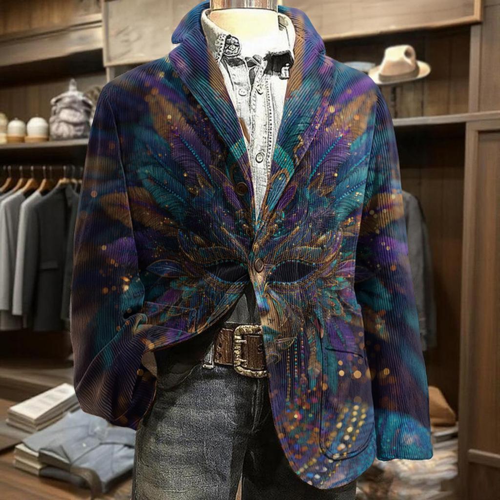 Herren Business Casual Mode Bedruckte Cordjacke