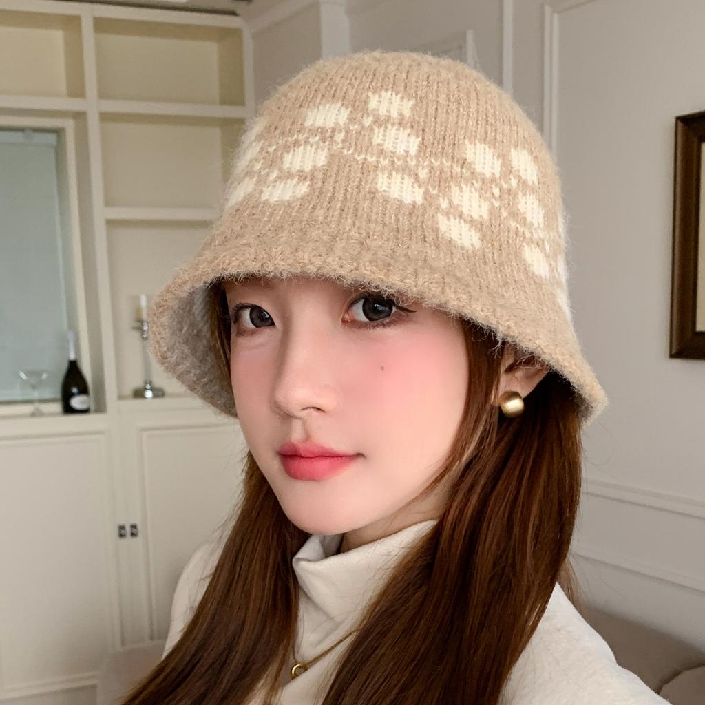 Vintage Jacquard Knitted Hat Autumn Winter Bucket Hat, Women's Hat Warm Ear Protection Beanie Wholesale