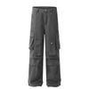 Mens Womens Vintage Streetwear Cargo Pants Loose Straight Leg Casual Trousers Cotton Multi-Pocket Utility