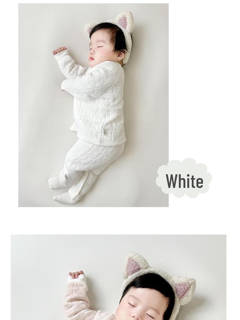 Jingqi Kids Quilted Cotton Warm Two-Piece Set for Boys and Girls - Autumn/Winter Underwear and Pants