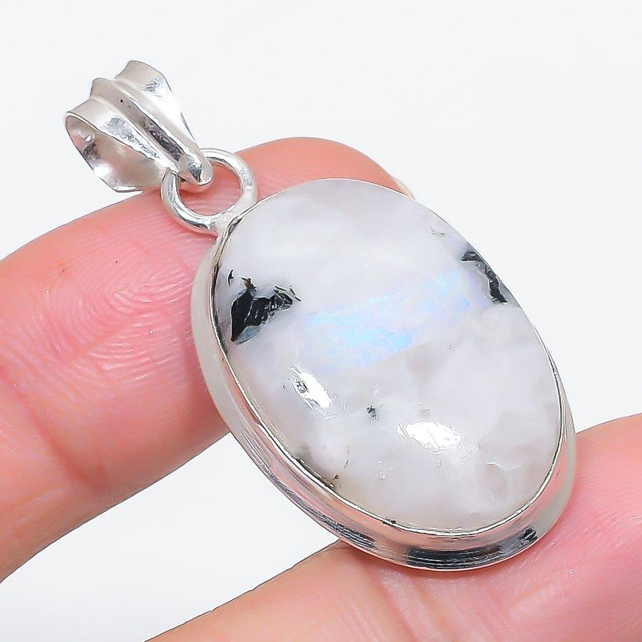 Natural Moonstone Gemstone 925 Sterling Silver Jewelry Pendant 1.77" j3t62