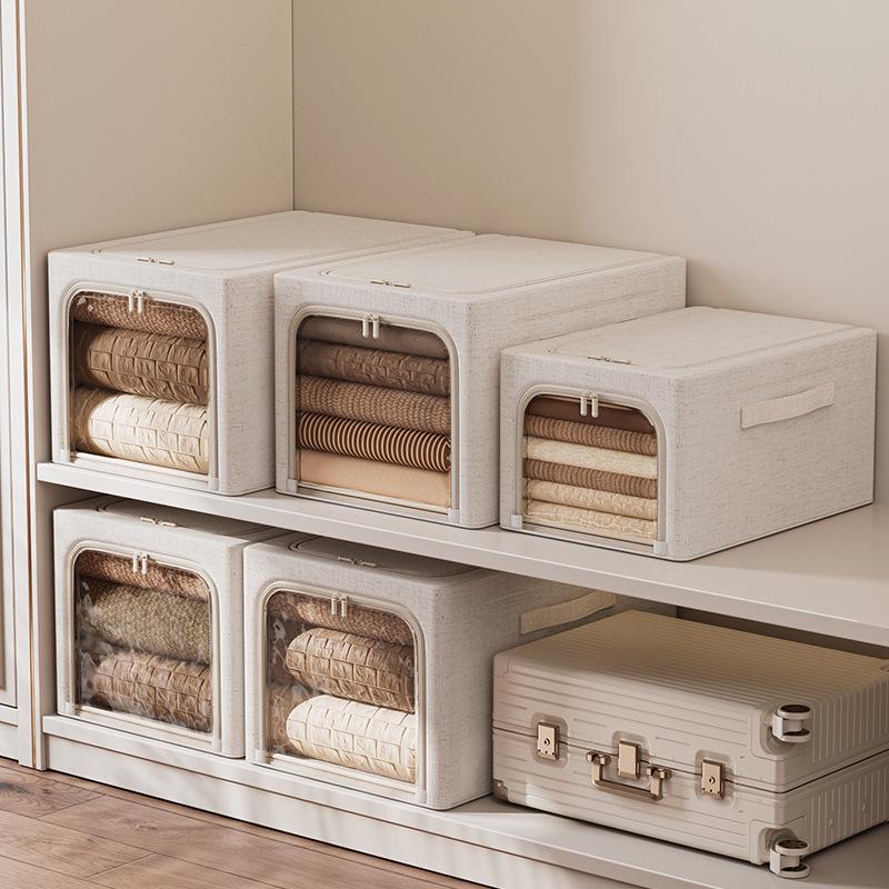 Tianshan Foldable Cotton & Linen Narrow Wardrobe Organizer Basket