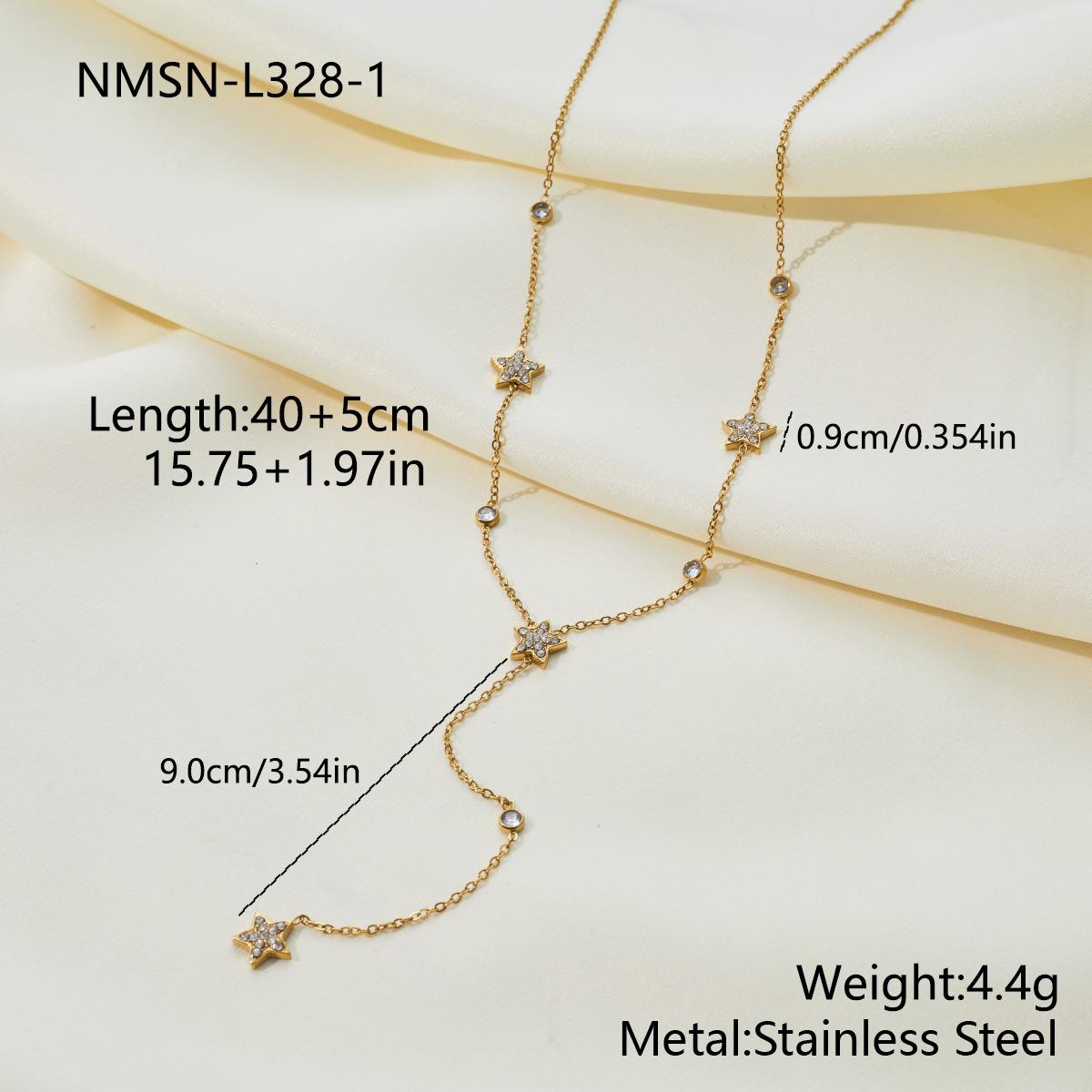 GEMCHIC Women s Stainless Steel Star Zircon Y-Shape Necklace Bracelet Set Fashion Jewelry