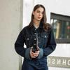 European and American Spring and Autumn New Women's Rolled Edge Sleeve Denim Jacket Jacket